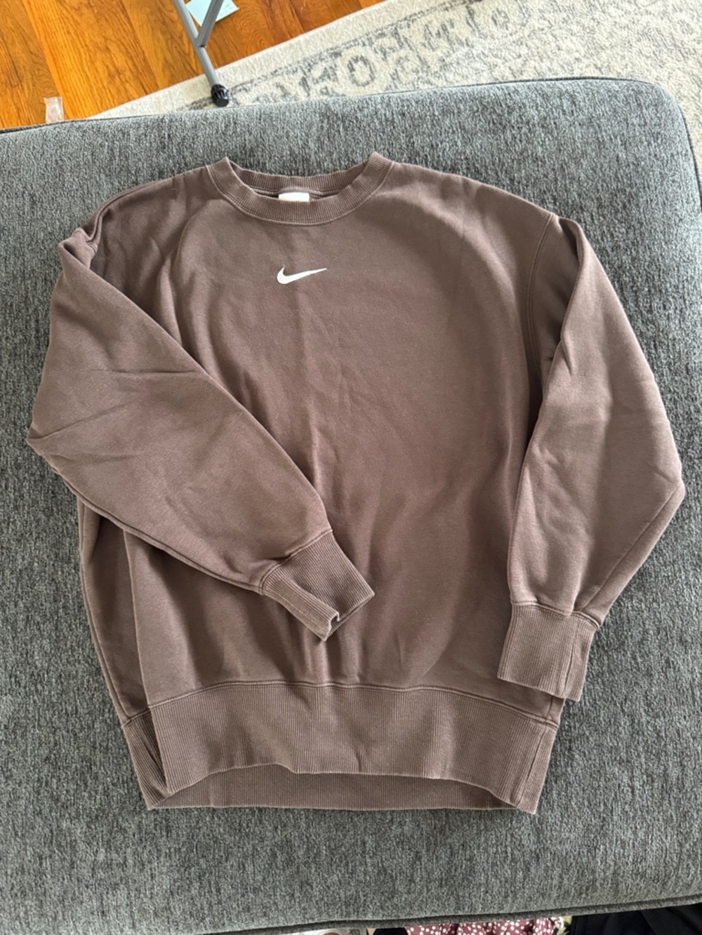 Nike Brown Crewneck Sweatshirt with White Swoosh